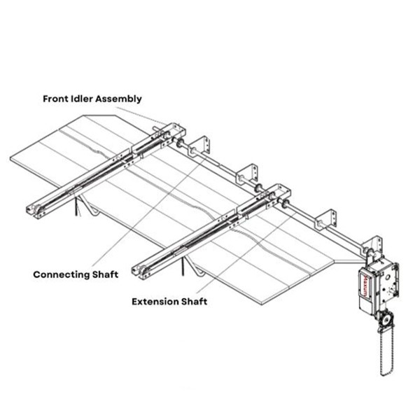 LiftMaster Auxilary Side-Mounting & Dual Trolley Modification for JHDC Commercial Door Jackshaft Hoist 1200 Series Operators (1,200 lbs, 10 ft.) - 12DUALAUXTROLLEY10