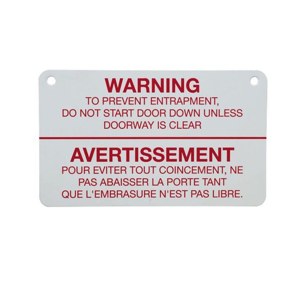 LiftMaster Moving Door Warning PlacaRed, 6" x 8", Safety Notice - 40-35246-1