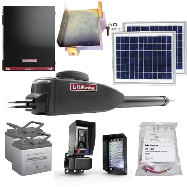 LiftMaster LA400 Single Arm Swing Gate Opener Package, Metal Control Box, With 20W Solar Kit, Photo Eye - LA400XL20W