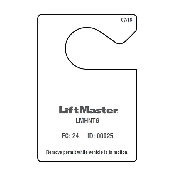 LiftMaster RFID Hang Tag For Windshield Placement
