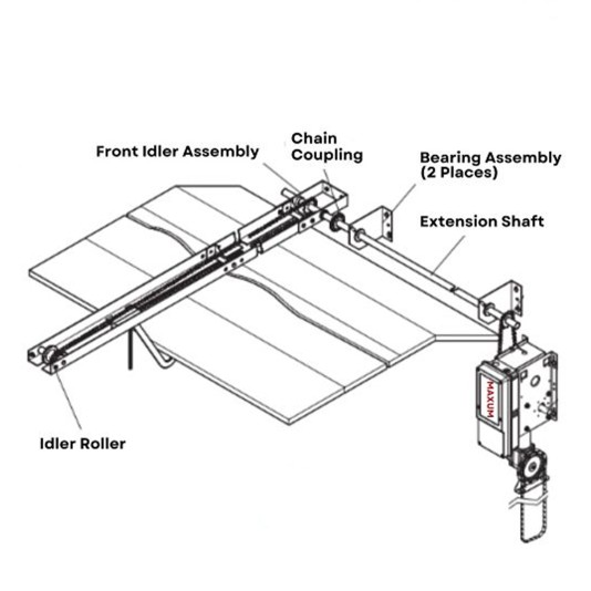 LiftMaster Auxilary Side-Mounting Trolley Modification for JHDC Commercial Door Jackshaft Hoist 1200 & 2200 Series Operators (2,200 lbs, 16 ft.) - 1222AUXTROLLEY16