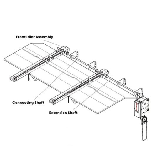 LiftMaster Auxilary Side-Mounting & Dual Trolley Modification for JHDC Commercial Door Jackshaft Hoist 1200 Series Operators (1,200 lbs, 20 ft.) - 12DUALAUXTROLLEY20