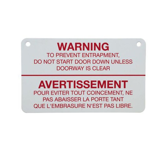 LiftMaster Moving Door Warning PlacaRed, 6" x 8", Safety Notice - 40-35246-1