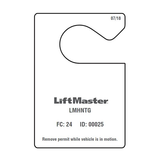 LiftMaster RFID Hang Tag For Windshield Placement